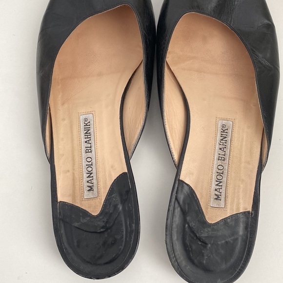 Manolo Blahnik Authentic Leather Slide On Black Mules ( Italian size 40.5) - Picture 4 of 8